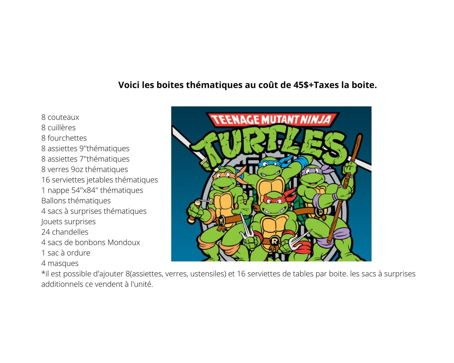 Boîte Party Tortues Ninja